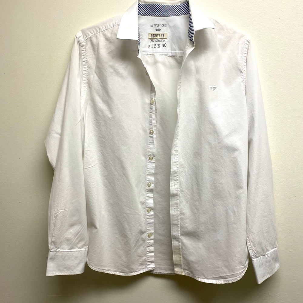 Long sleeve white dress shirt from India